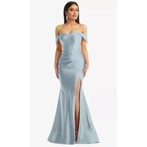 2815 NWT CS101 Off-the-Shoulder Corset Stretch Satin Mermaid Dress Slight Train